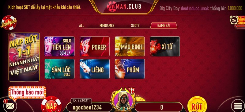 Sân chơi cung cấp những game bài đặc biệt, độc đáo, ghi điểm với nhiều người 