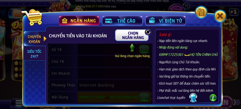 Đa dạng các lựa chọn trong mục giao dịch cung cấp cho người chơi 