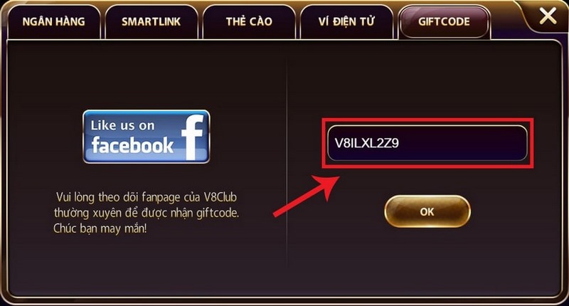 Các bước nhận giftcode V8 Club mà cổng game đang cung cấp